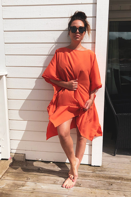 ORANGE GLOW Tunic Dress